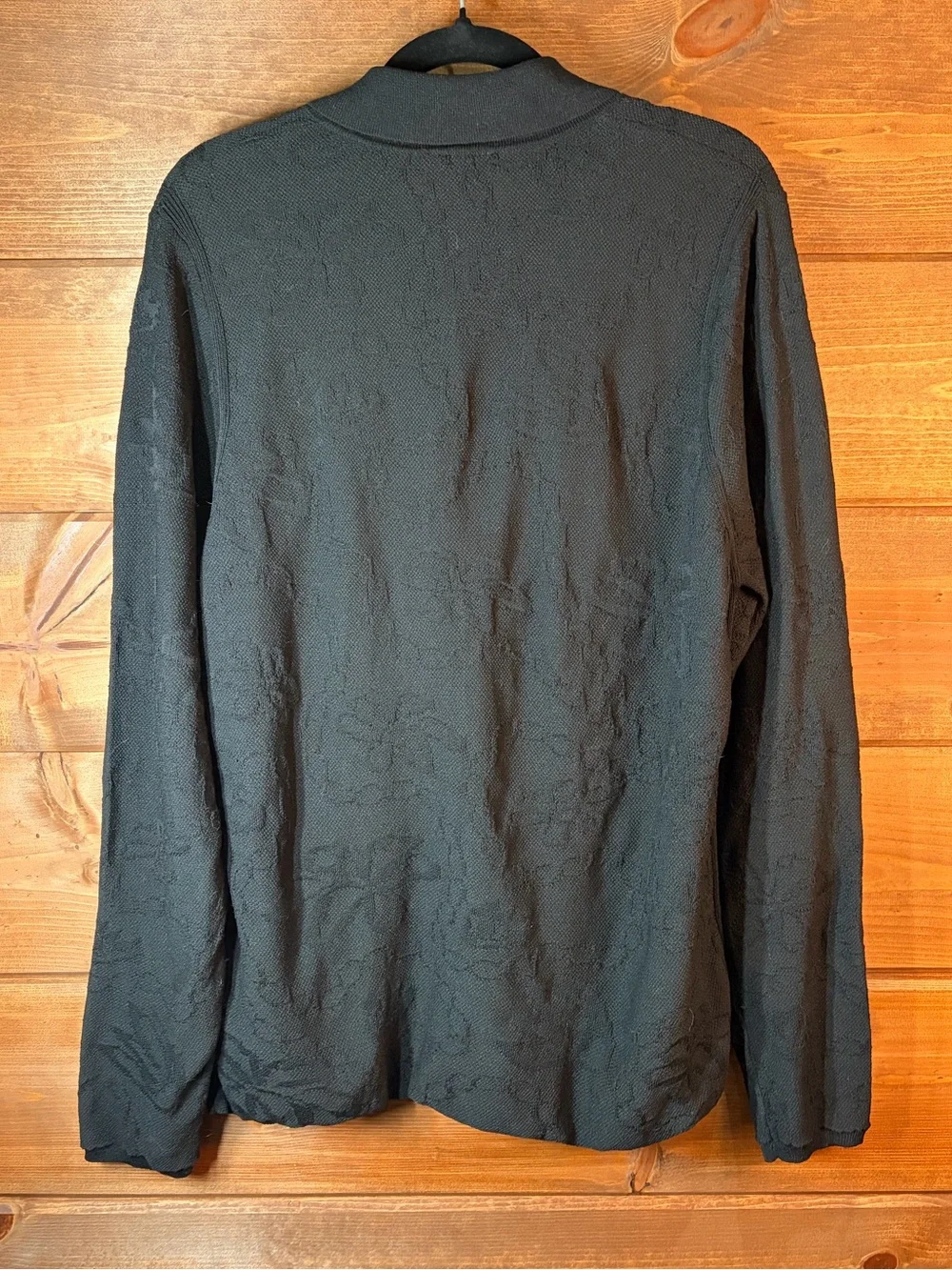 Croft & Barrow Black Long-Sleeve Floral Texture Polo Sweater Girls XL 💕🖤